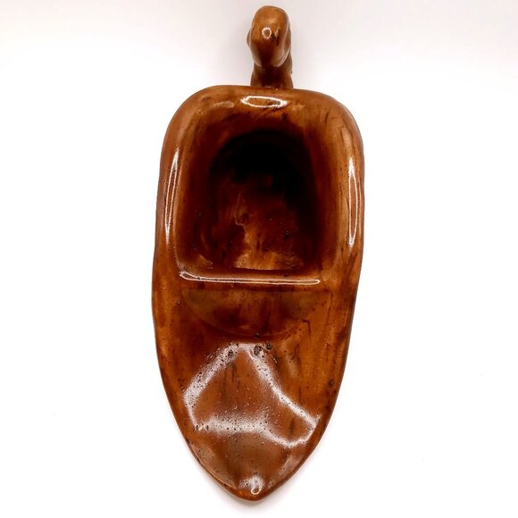 Vintage Cornucopia Horn of Plenty Pottery Dark Brown Ceramic Table Planter - Picture 5 of 11